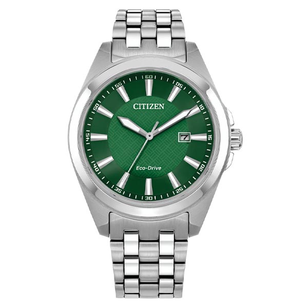 Citizen Eco-Drive Green Dial Stainless Steel Dress Men's Watch (BM7530-50X)