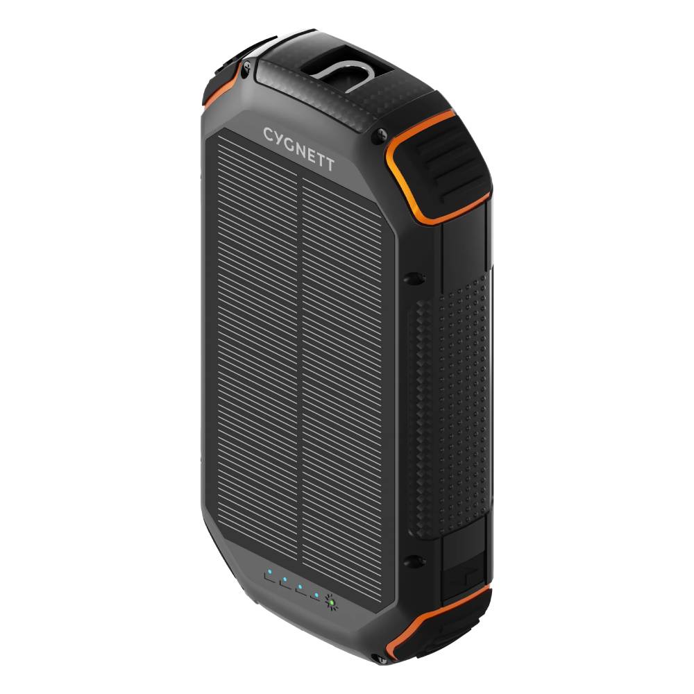 Cygnett ChargeUp Outback 20,000 mAh Outdoor Solar Power Bank – Black - POP Phones, New Zealand