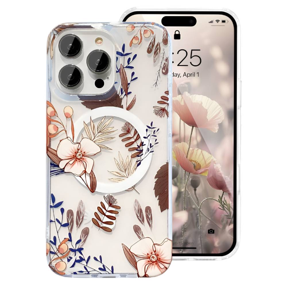 Soka Flower MagSafe Case (Suits iPhone 16 Pro Max) – Brown Flower - POP Phones, New Zealand