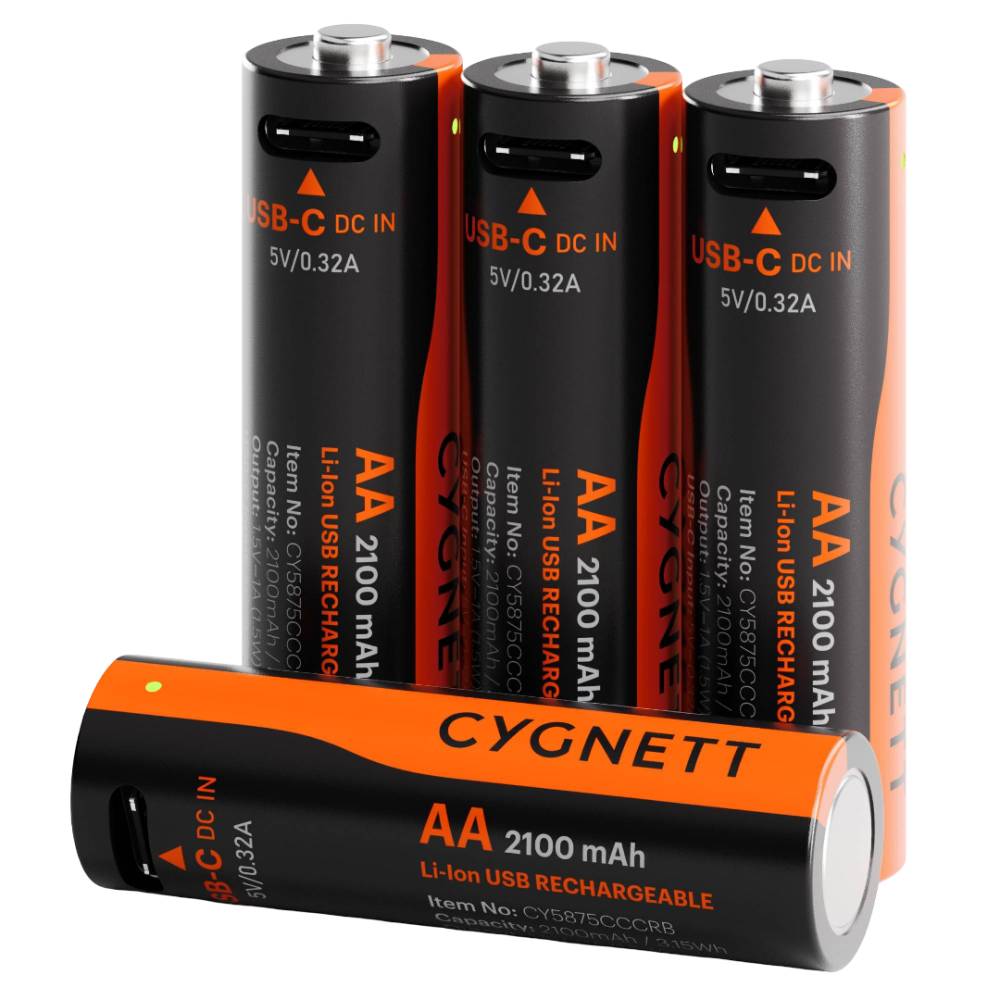 Cygnett AA USB-C Rechargeable Li-ion Battery (4 Pack) – Black - POP Phones, New Zealand