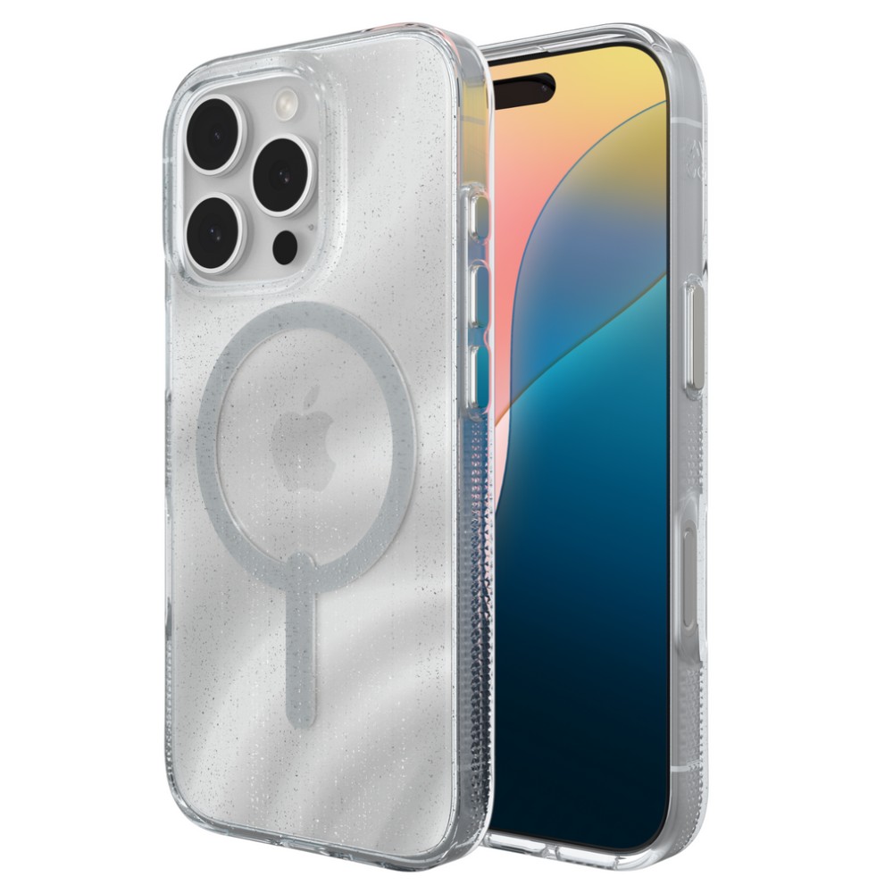 ZAGG Milan Snap MagSafe Case (Suits iPhone 16 Pro) – White Swirl Glitter - POP Phones, New Zealand