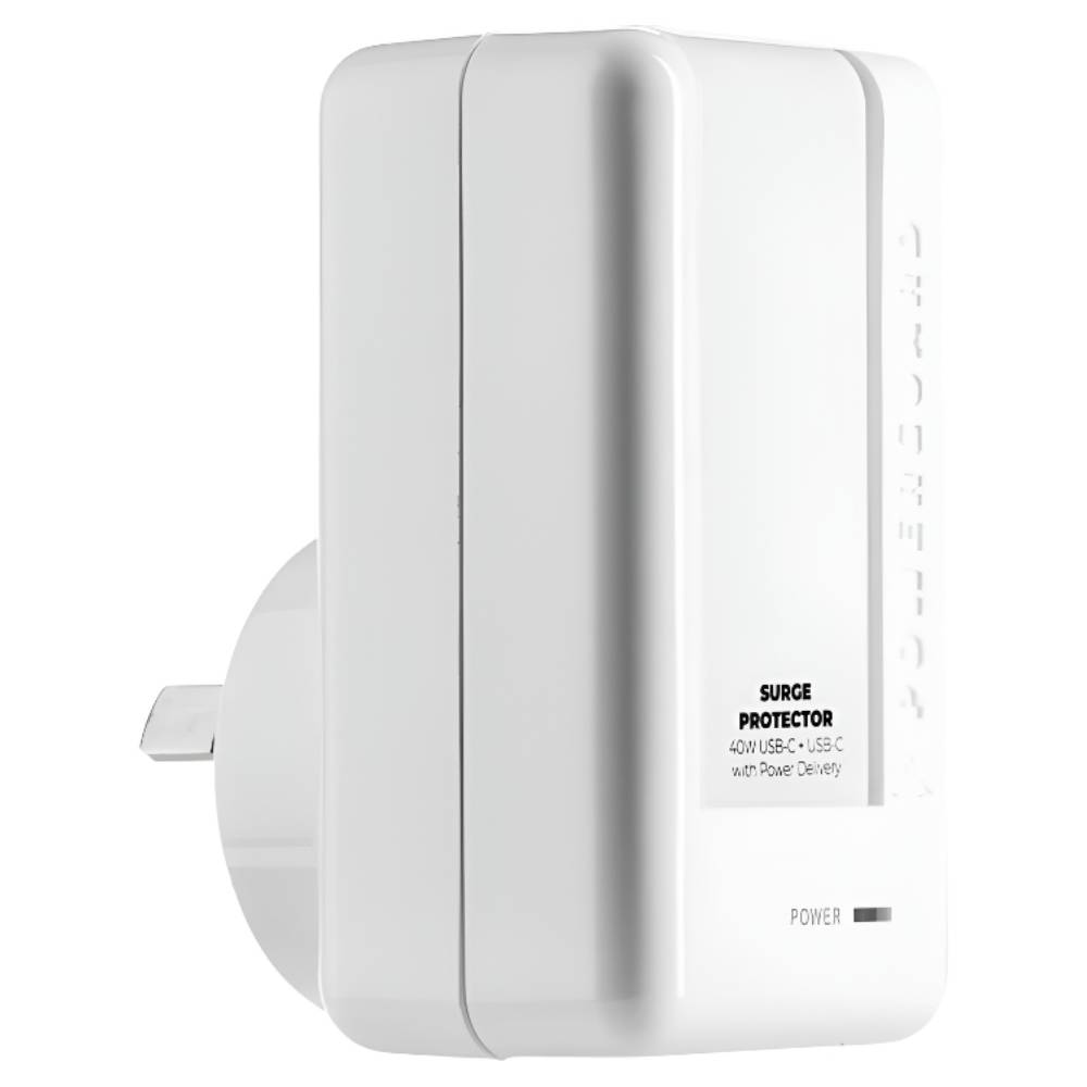 3sixT PowerGuard Surge Protector 40W USB-C + USB-C (White) - POP Phones, New Zealand