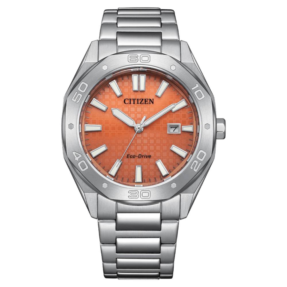 Citizen Classic Eco-Drive Orange Dial Stainless Steel Men’s Watch (BM7630-80Z) - POP Phones, New Zealand