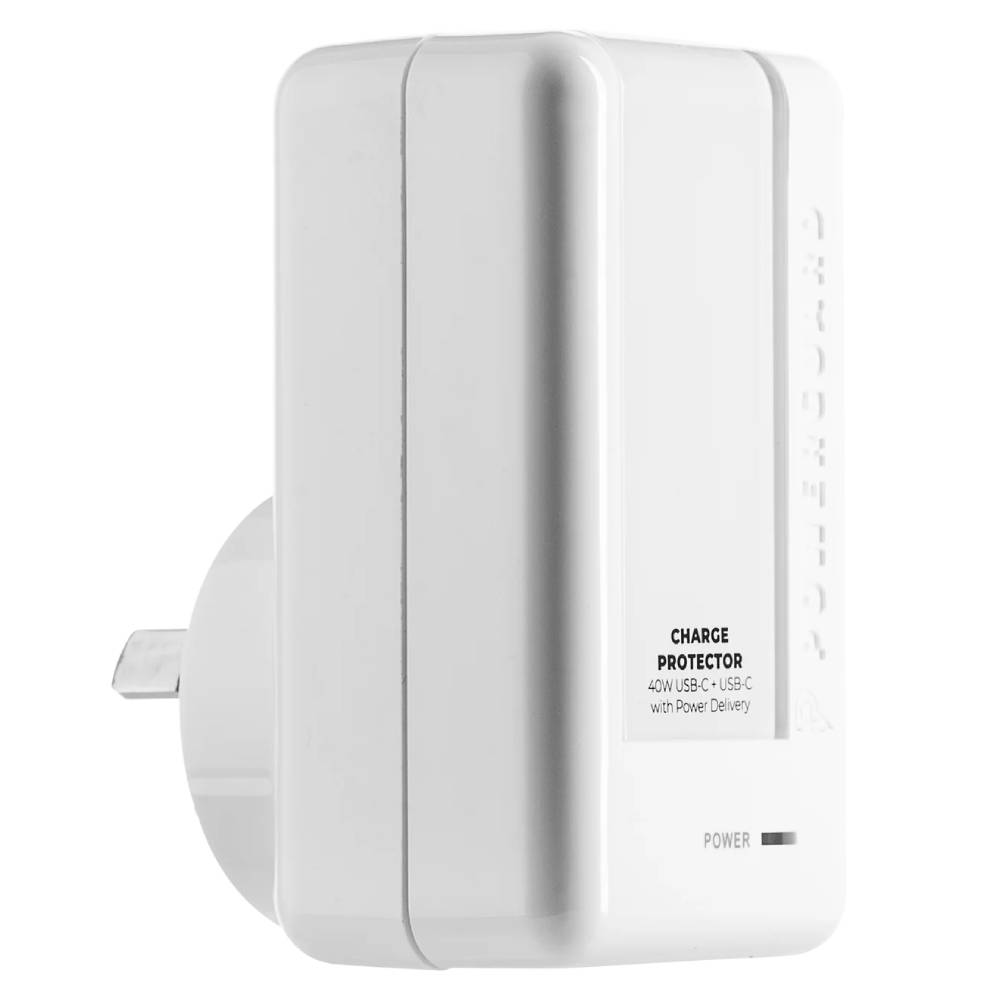 Powerguard Charge Protector 40W USB-C + USB-C (White) - POP Phones, New Zealand