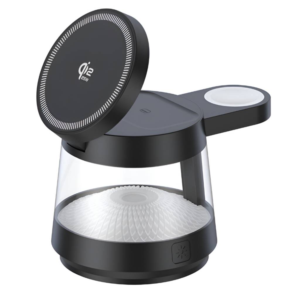 Soka 25W 4-in-1 Qi2 Wireless Charger with Night Light (Black) - POP Phones, New Zealand