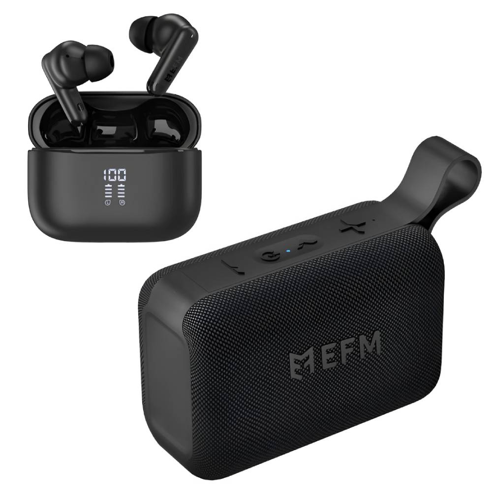EFM Essential Audio Bundle Duo With Bluetooth Speaker and TWS Earbuds (Black) - POP Phones, New Zealand