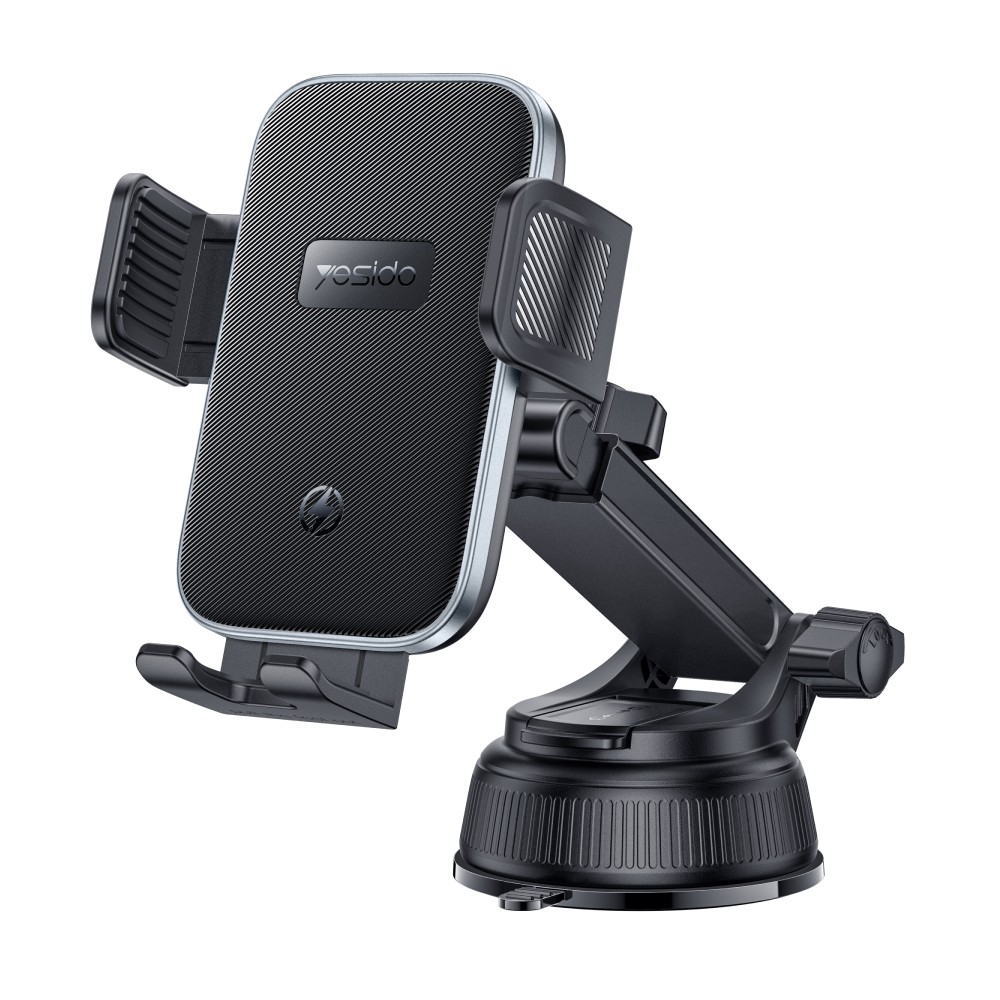 YESIDO 15W Qi Wireless Car Charger and Phone Holder with Suction-Cup Clip (Black) (C320) - POP Phones, New Zealand