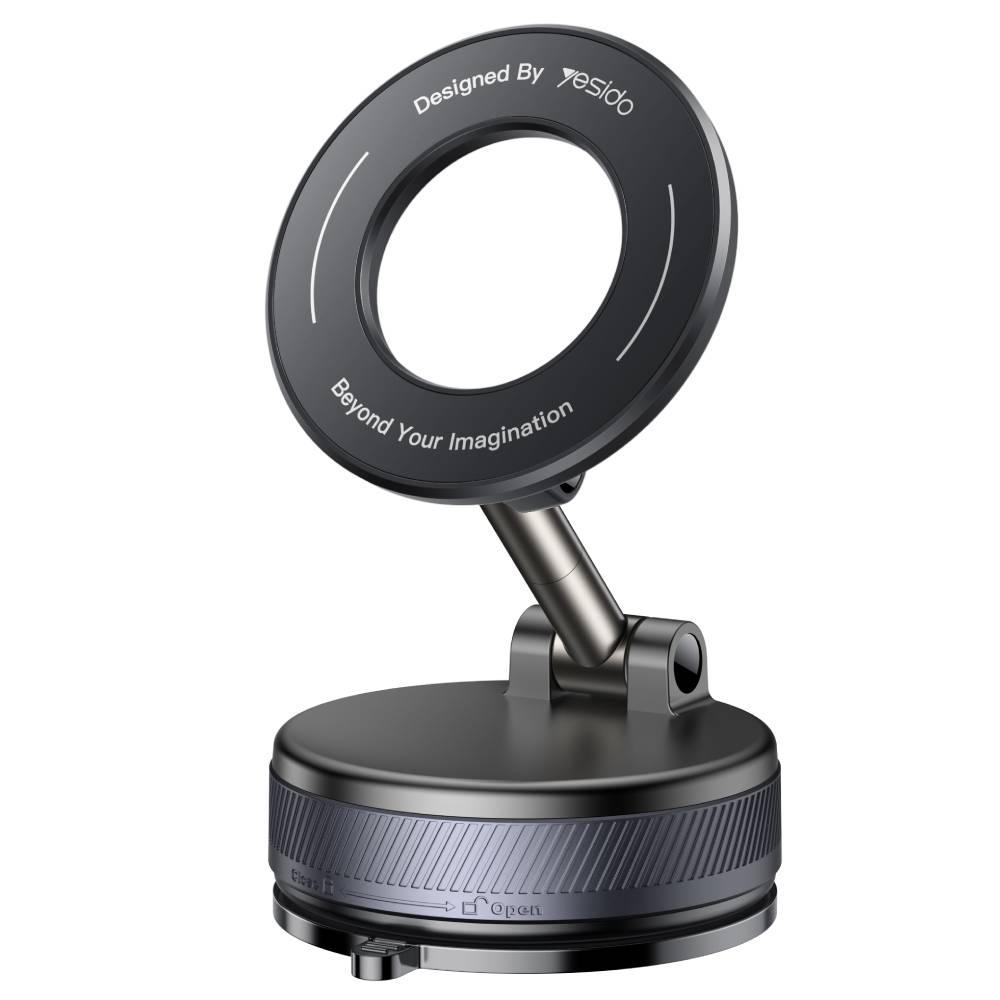 YESIDO VACUUM MAGNET 360 Rotating Vacuum Cup Phone Holder, Double-axis Folding Design (Black) (C228) - POP Phones, New Zealand